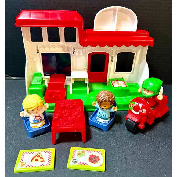 fisher-price Little People Playset We Deliver Pizza Place Motorcycle set - Picture 1 of 5